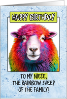 For Niece Happy Birthday Rainbow Sheep card