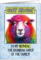 For Nephew Happy Birthday Rainbow Sheep card