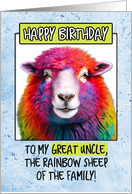 For Great Uncle Happy Birthday Rainbow Sheep card