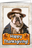 Thanksgiving Pilgrim Bulldog card