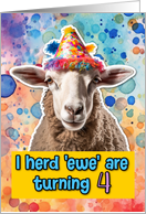 4 Years Old Happy Birthday Sheep card