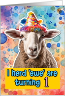 1 Year Old Happy Birthday Sheep card