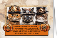 Steampunk Cats Thanksgiving Limerick card