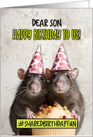 Son Shared Birthday Cupcake Rats card