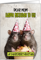 Mom Shared Birthday Cupcake Rats card