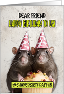 Friend Shared Birthday Cupcake Rats card
