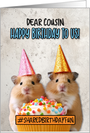 Cousin Shared Birthday Cupcake Hamsters card
