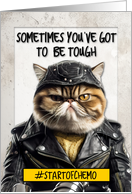 Start of Chemo Encouragement Biker Cat card