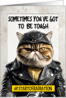 Start of Radiation Encouragement Biker Cat card