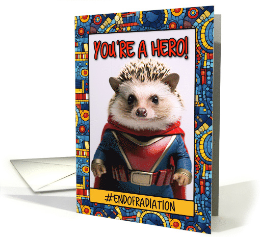 End of Radiation Congratulations Superhero Hedgehog card (1780214)