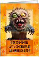 Son in Law Halloween Birthday Monster Cupcake card