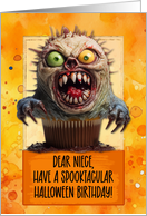 Niece Halloween Birthday Monster Cupcake card