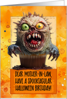 Mother in Law Halloween Birthday Monster Cupcake card