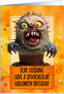 Husband Halloween Birthday Monster Cupcake card