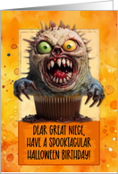 Great Niece Halloween Birthday Monster Cupcake card