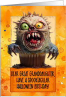 Great Granddaughter Halloween Birthday Monster Cupcake card