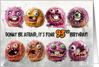 93 Years Old Halloween Birthday Monster Donuts card