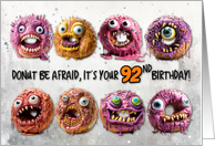 92 Years Old Halloween Birthday Monster Donuts card