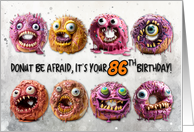 86 Years Old Halloween Birthday Monster Donuts card