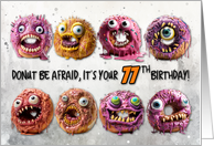 77 Years Old Halloween Birthday Monster Donuts card