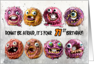 71 Years Old Halloween Birthday Monster Donuts card