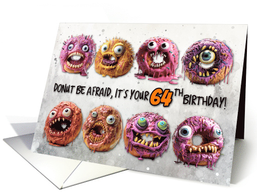 64 Years Old Halloween Birthday Monster Donuts card (1781324)
