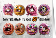 51 Years Old Halloween Birthday Monster Donuts card