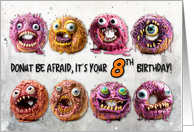 8 Years Old Halloween Birthday Monster Donuts card