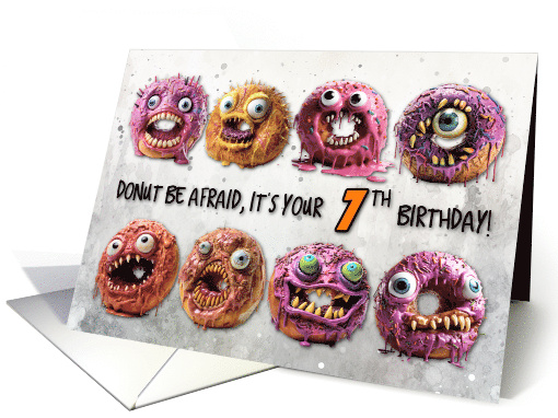 7 Years Old Halloween Birthday Monster Donuts card (1781436)