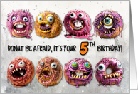 5 Years Old Halloween Birthday Monster Donuts card