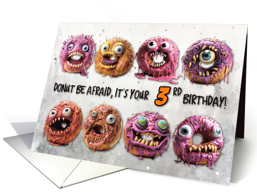 3 Years Old Halloween Birthday Monster Donuts card (1781444)