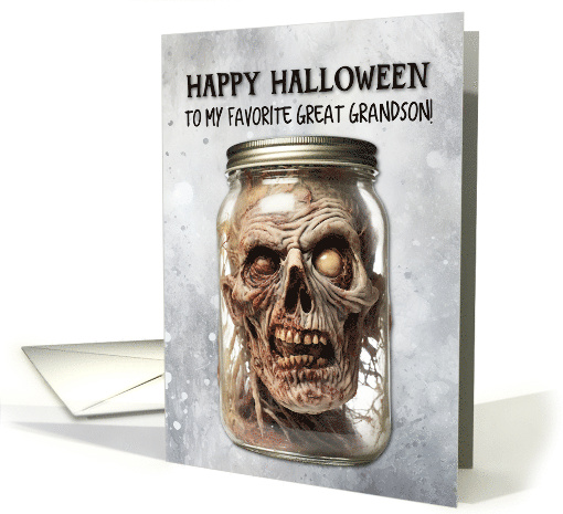 Great Grandson Zombie in a Jar Halloween card (1781596)