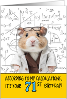 71 Years Old Birthday Math Hamster card