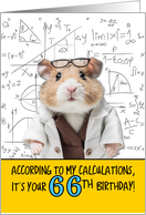 66 Years Old Birthday Math Hamster card