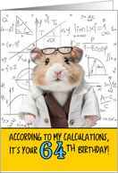 64 Years Old Birthday Math Hamster card