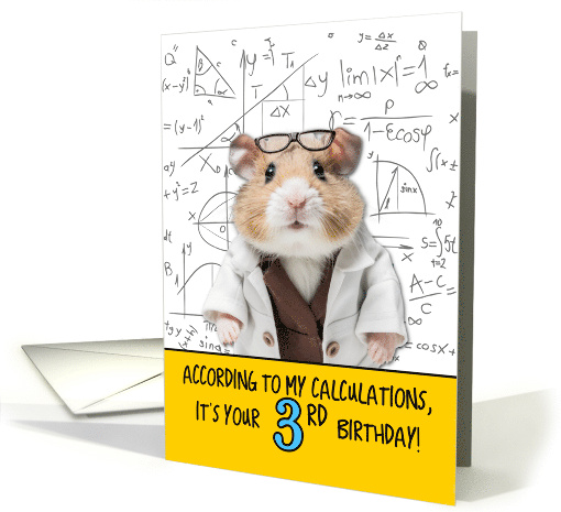 3 Years Old Birthday Math Hamster card (1785194)