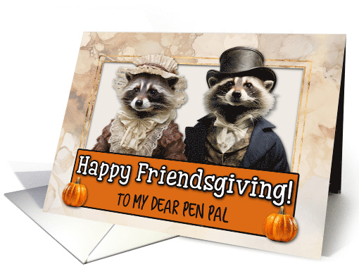 Pen Pal Friendsgiving Pilgrim Raccoon couple card (1786022)