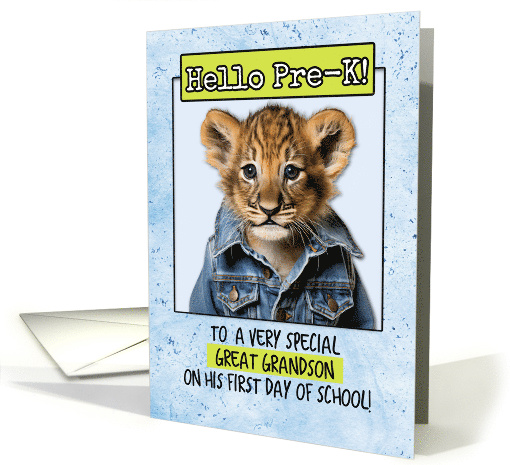 Great Grandson First Day in Pre-K Lion Cub card (1786230)