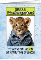 Son First Day in Kindergarten Lion Cub card