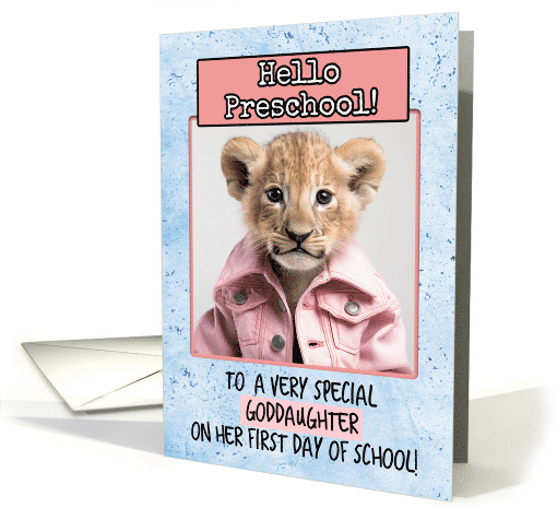 Goddaughter First Day in Preschool Lion Cub card (1786286)