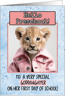 Goddaughter First Day in Preschool Lion Cub card