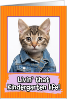 First Day in Kindergarten Tabby Kitten card