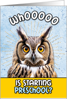 First Day in Preschool Owl card