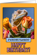 Happy Birthday Iguana Dad from Pet Iguana tulips card