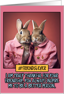 Thank You Friend Rabbits in Pink Denim card