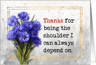Thank You Friend Blue Cornflowers card