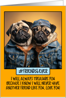 Thank You Friend Pugs in Denim card