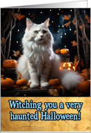 Turkish Angora Cat Halloween card