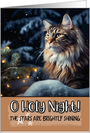 Maine Coon Cat O Holy Night Christmas card
