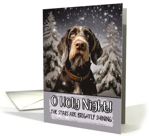 German Wirehaired Pointer O Holy Night Christmas card (1788068)
